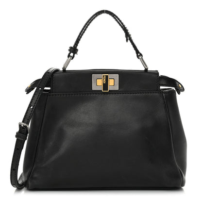Fendi Vitello Saddle Mini Peekaboo Iconic Satchel Black 1 of 15