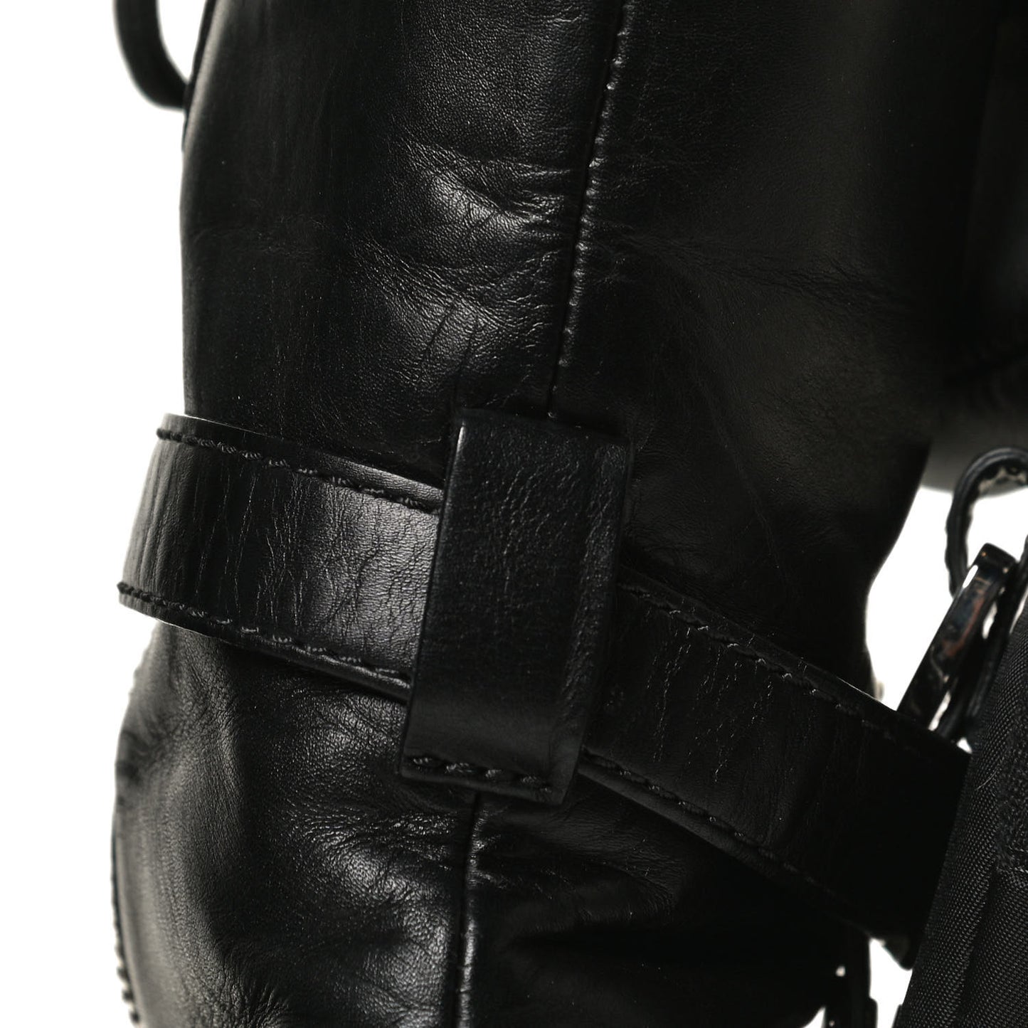 Vitello Lux Nylon Metal Triangle Logo Monolith Pouch Pocket 55mm Tall Combat Boots 36 Black