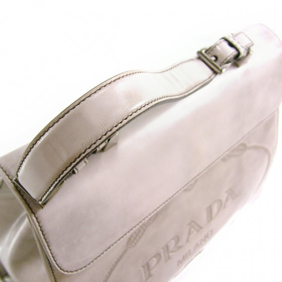 Leather Framed Jacquard Logo Handbag Gray