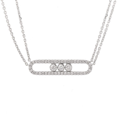 Messika 18K White Gold Diamond Move Double Chain Pave Necklace 7 of 10