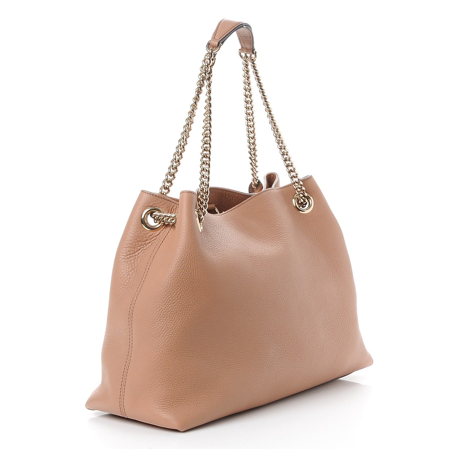 Pebbled Calfskin Medium Soho Chain Shoulder Bag Camelia