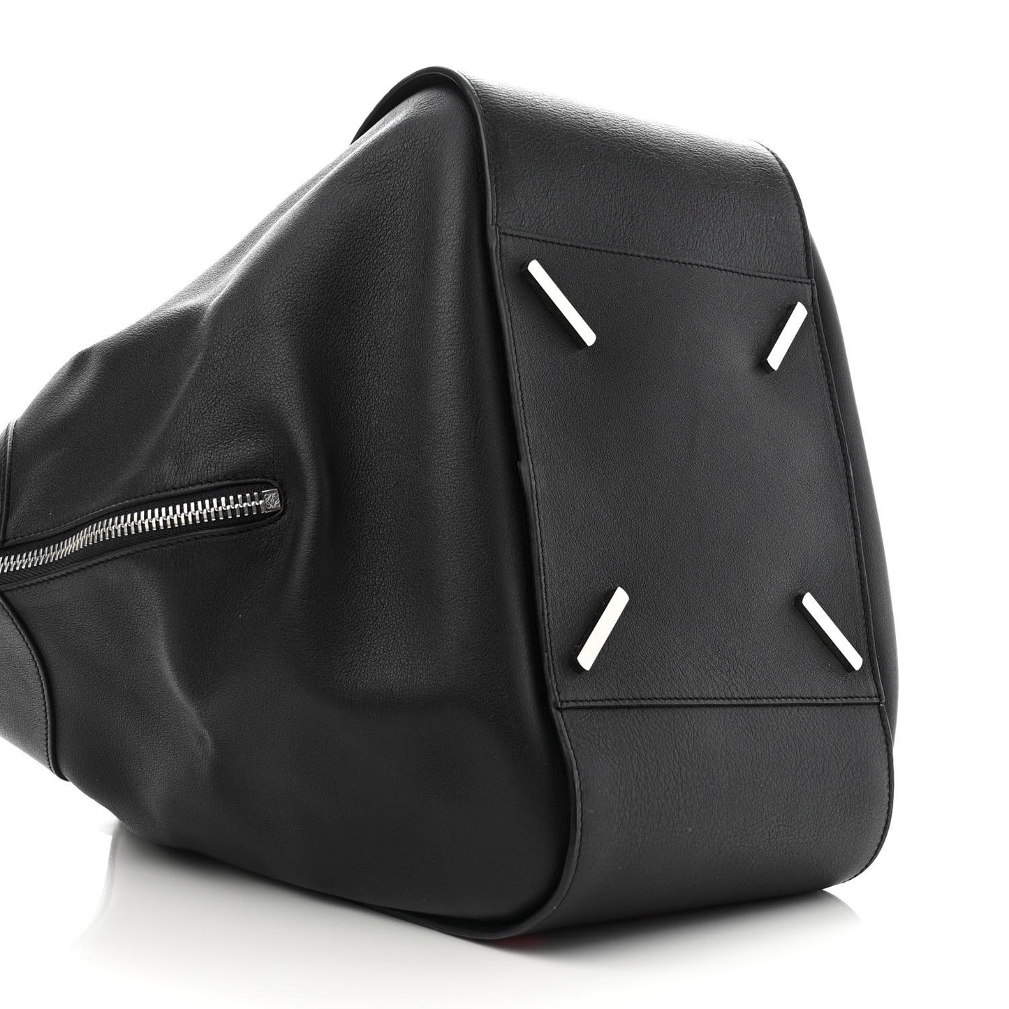Calfskin Circle Medium Hammock Shoulder Bag Black Red