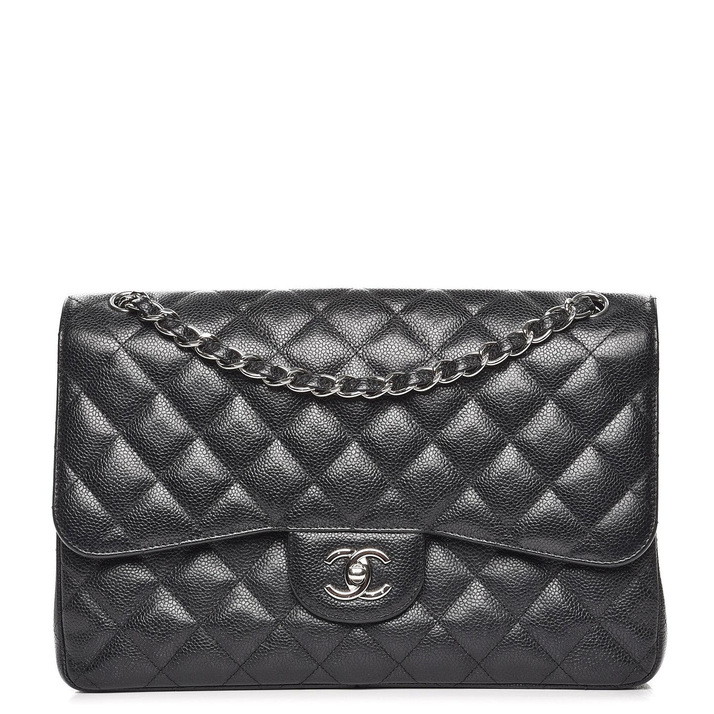 Caviar Quilted Jumbo Double Flap Black