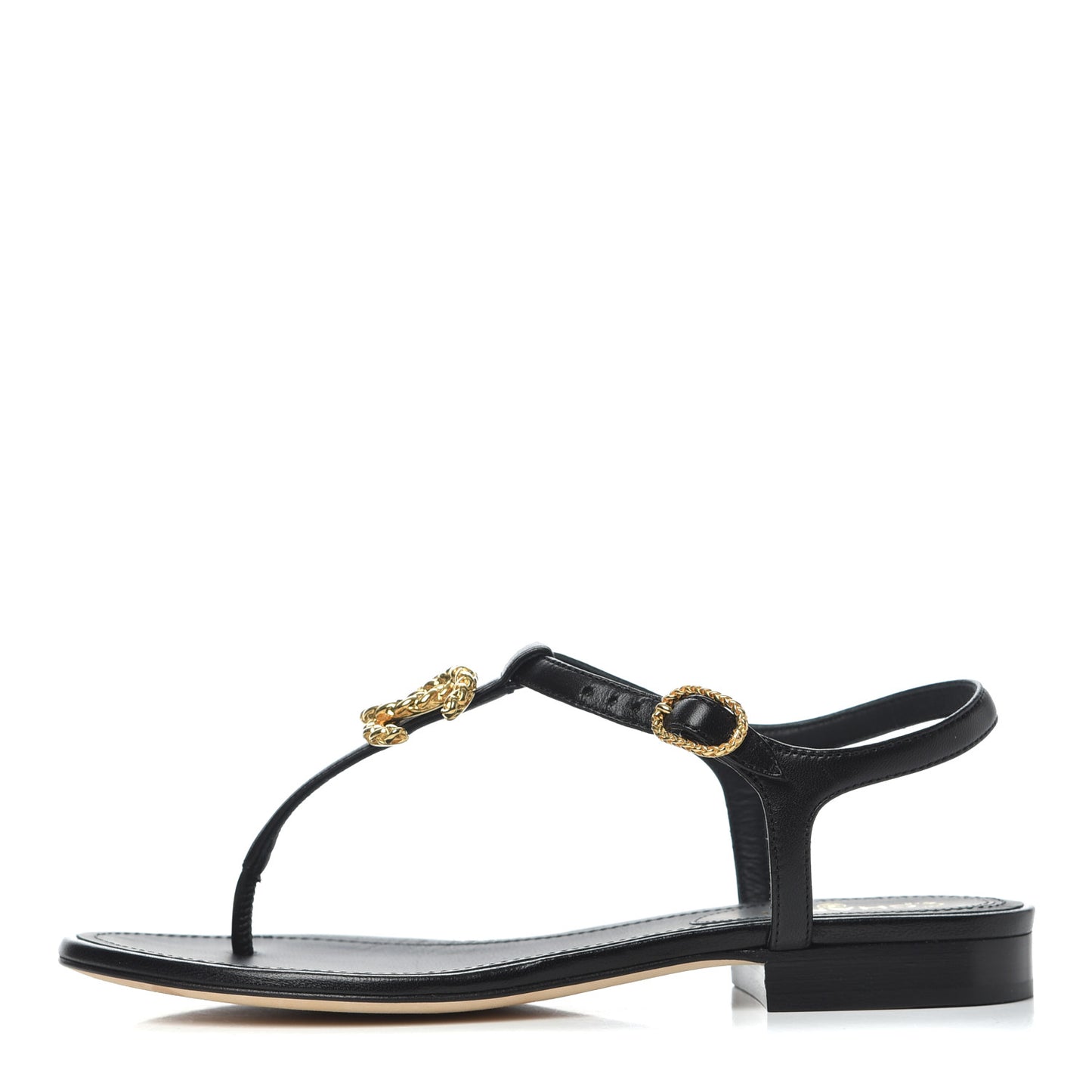 Lambskin Chain CC Logo Thong Sandals 35 Black