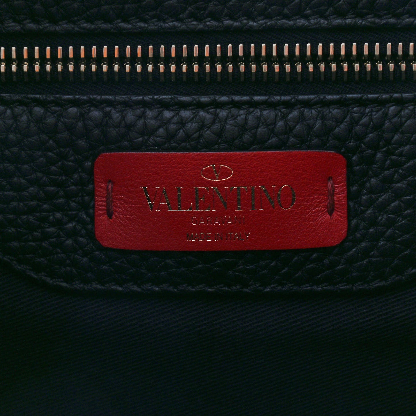 Pebbled Calfskin Rockstud Drawstring Backpack Black