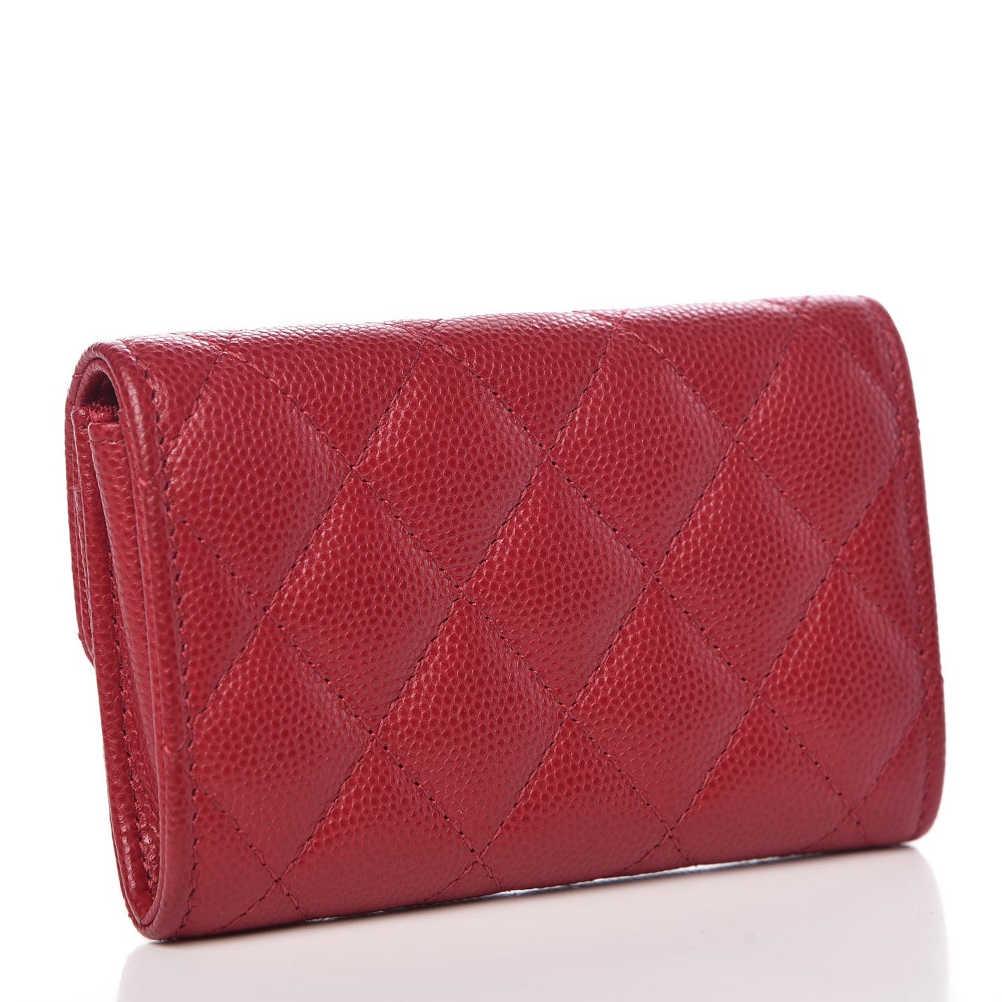 Caviar Quilted Flap Card Holder Pink