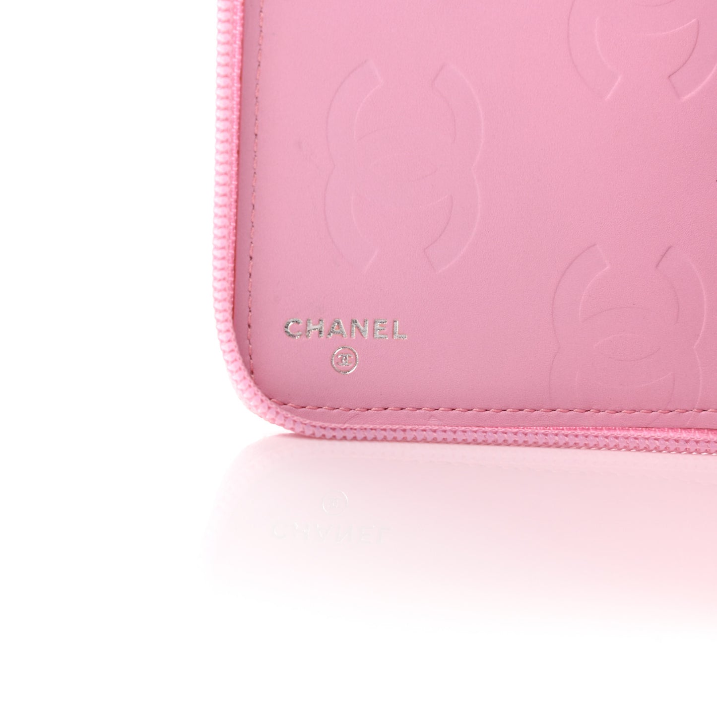 Calfskin Cambon Zip Around Organizer Wallet Pink