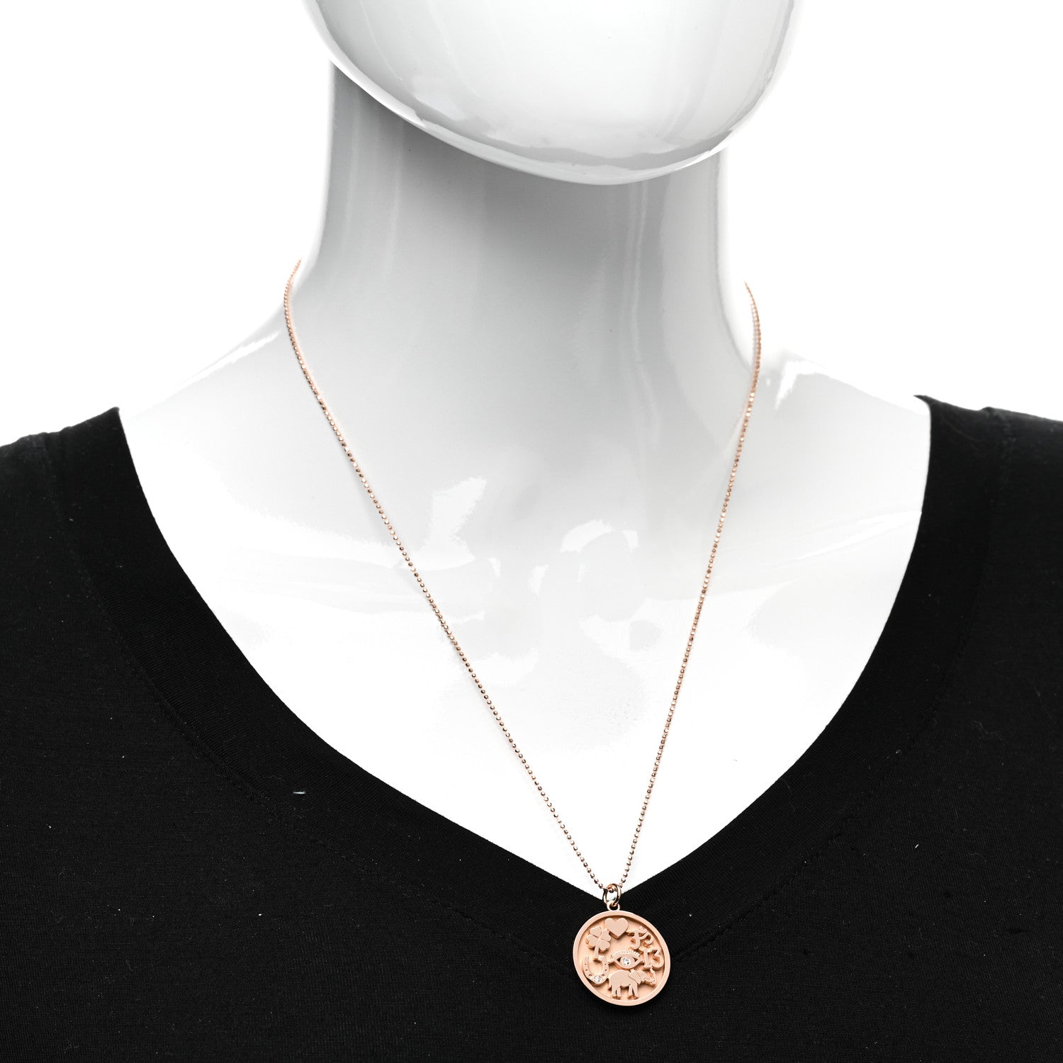 Jennifer Meyer 18K Rose Gold Diamond Good Luck Pendant Necklace 2 of 5