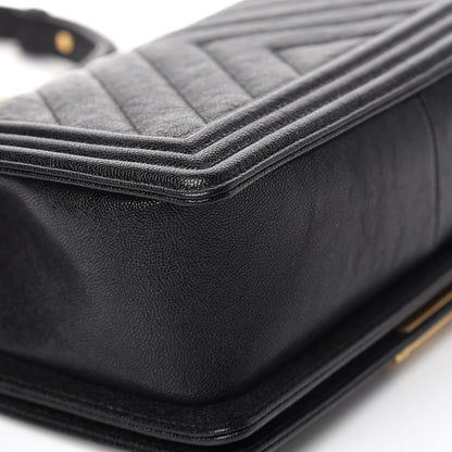 Chanel Caviar Chevron Quilted Medium Boy Flap Black 12 of 14