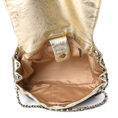 Chanel Metallic Lambskin Perforated Hollywood Accordion Flap Bag Gold 9 of 23