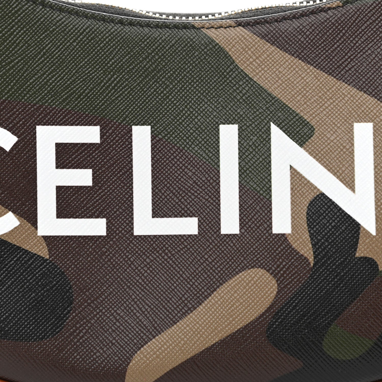 Celine Canvas Calfskin Camouflage Ava Logo Triomphe Shoulder Bag Khaki 7 of 9