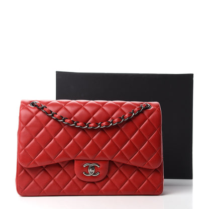 Chanel Lambskin Quilted Jumbo Double Flap Red 13 of 13