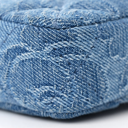 Chanel Denim Quilted Camellia Sweetheart Clutch With Chain Blue 9 of 11