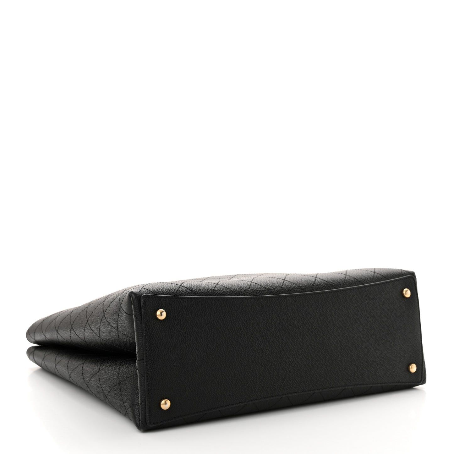 Caviar Stitched Large Shopping Tote Bag Black