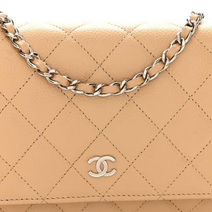 Chanel Caviar Quilted Wallet on Chain WOC Beige 9 of 11