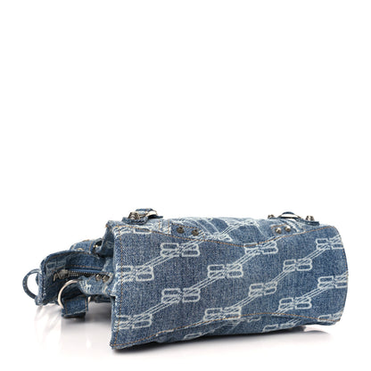 Balenciaga Denim BB Monogram Neo Cagole Handbag XS Blue 4 of 8