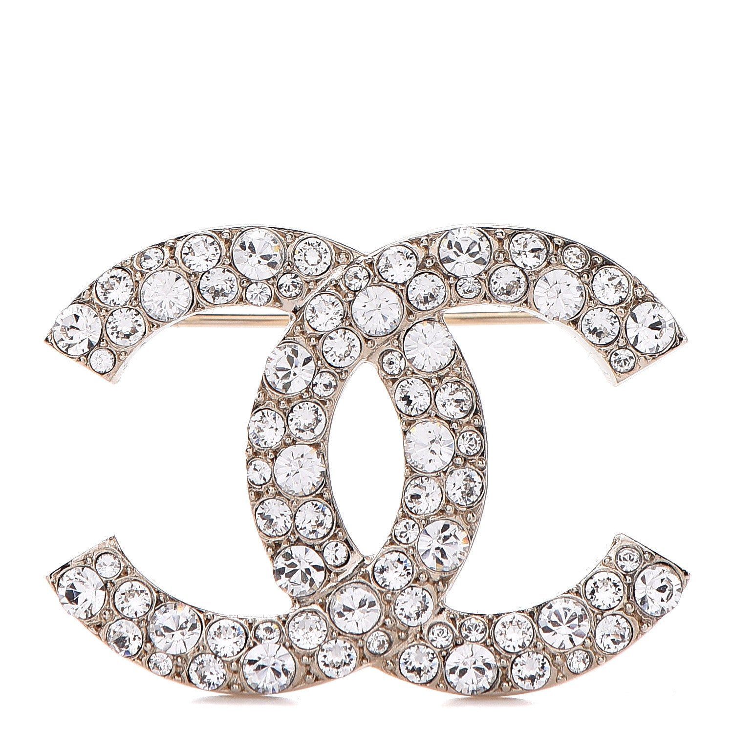 Chanel Crystal CC Brooch Light Gold 1 of 5