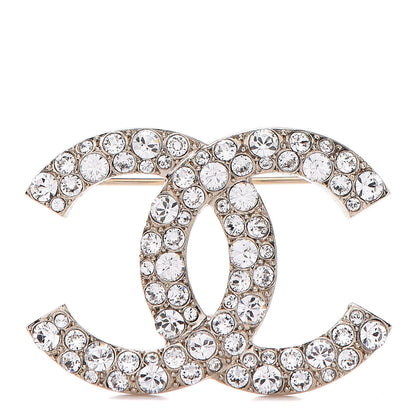 Chanel Crystal CC Brooch Light Gold 1 of 5