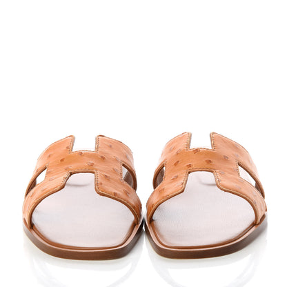 Hermes Ostrich Oran Sandals 36 Brun Fauve 2 of 10