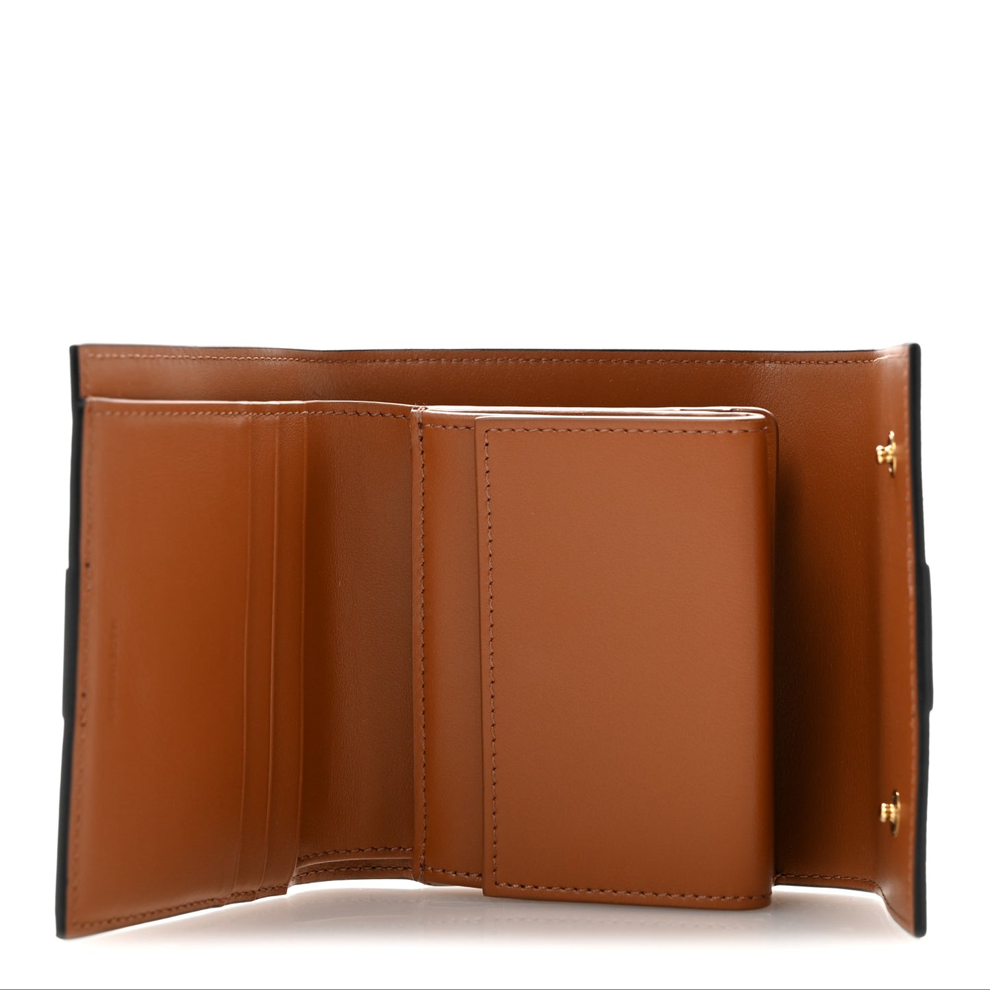Canvas Triomphe Lambskin Folded Compact Wallet Tan