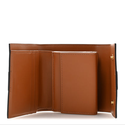Celine Canvas Triomphe Lambskin Folded Compact Wallet Tan 5 of 10