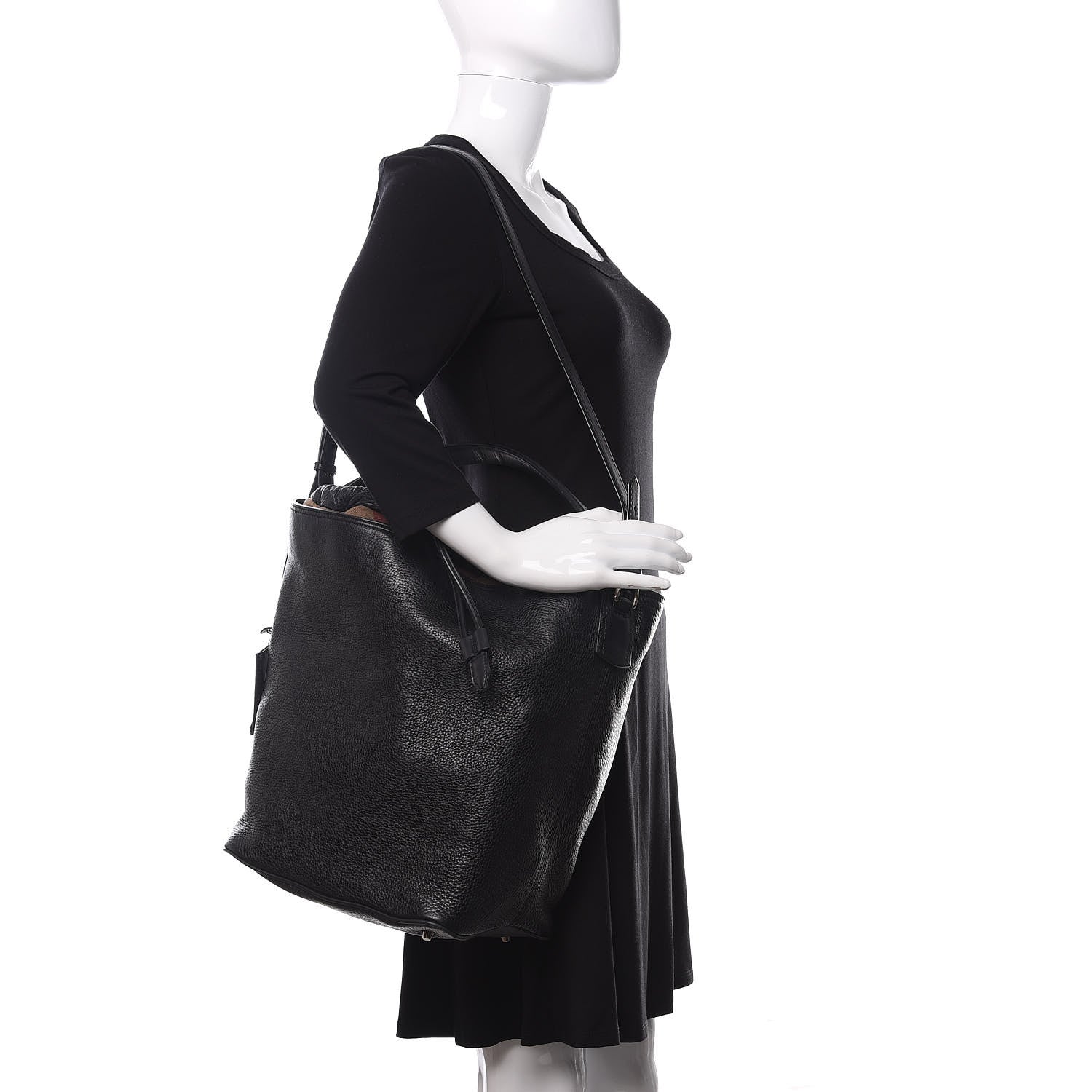 Burberry Grainy Calfskin Medium Check Ashby Hobo Black 2 of 10
