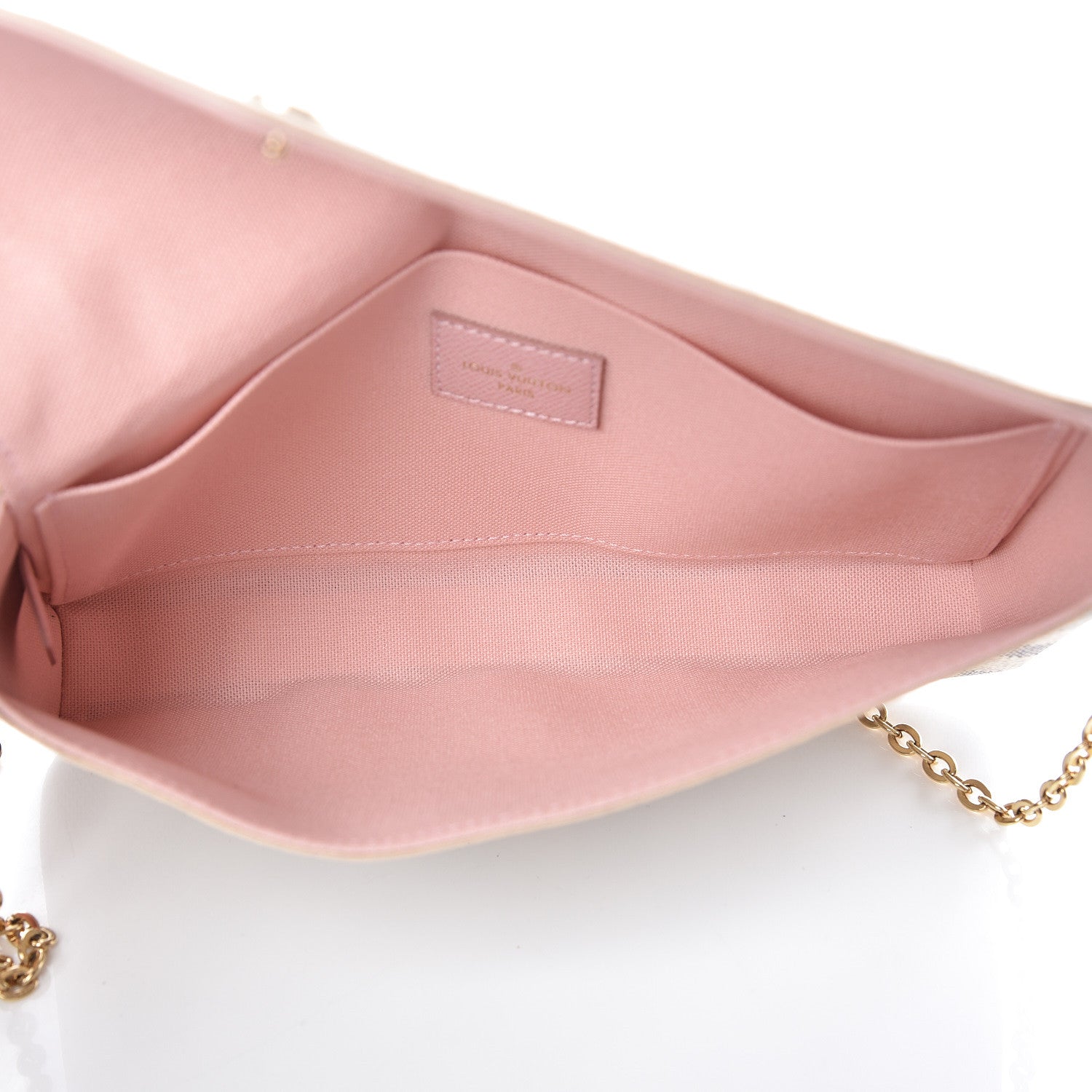 Louis Vuitton Damier Azur Pochette Felicie Chain Wallet Rose Ballerine 6 of 10