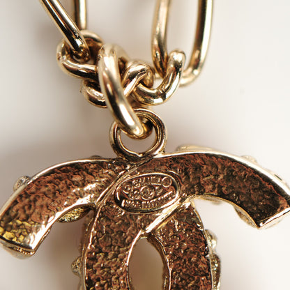 Chanel Crystal Gripoix Poured Glass CC Necklace Gold Red 4 of 5
