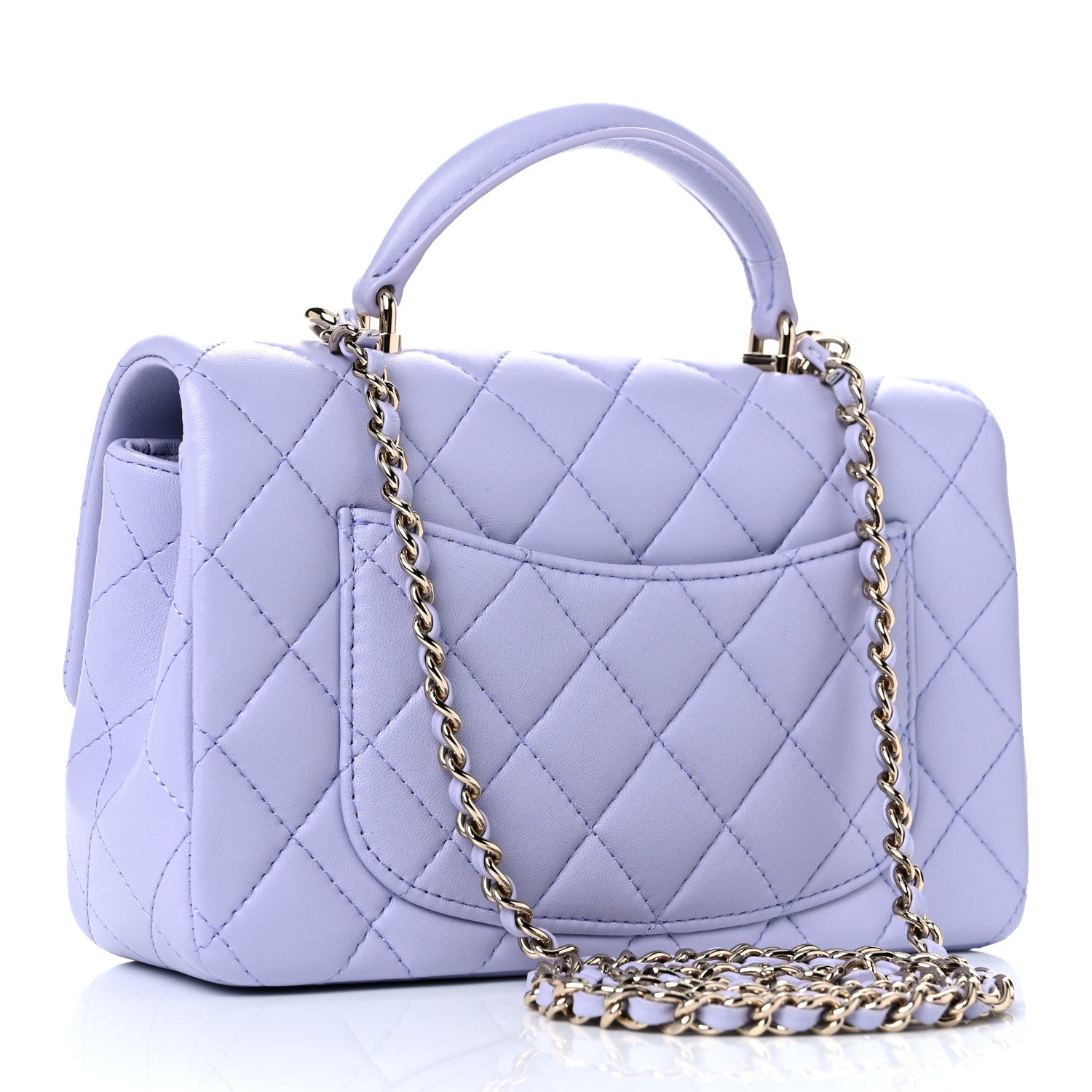 Chanel Lambskin Quilted Mini Top Handle Rectangular Flap Light Purple 2 of 9