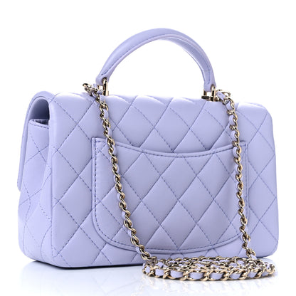 Chanel Lambskin Quilted Mini Top Handle Rectangular Flap Light Purple 2 of 9