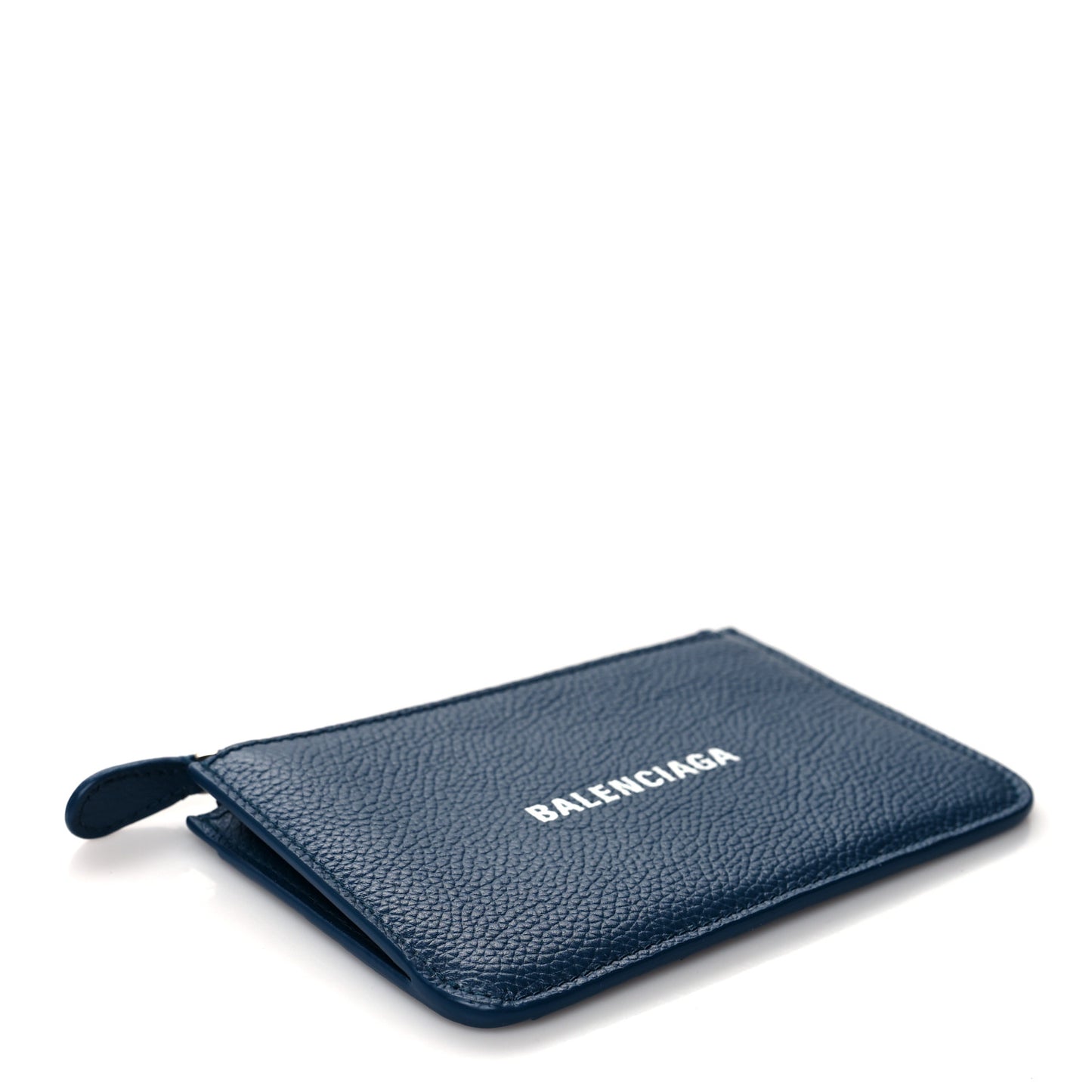 Grained Calfskin Logo Large Cash Long Coin Card Holder Petrol Blue White
