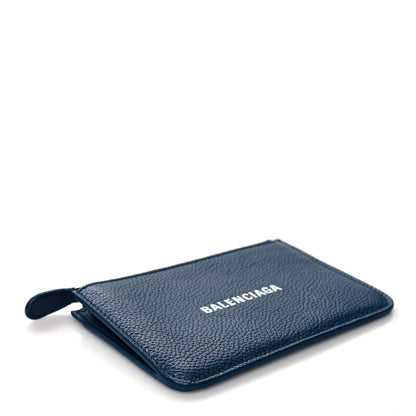 Balenciaga Grained Calfskin Logo Large Cash Long Coin Card Holder Petrol Blue White 4 of 8
