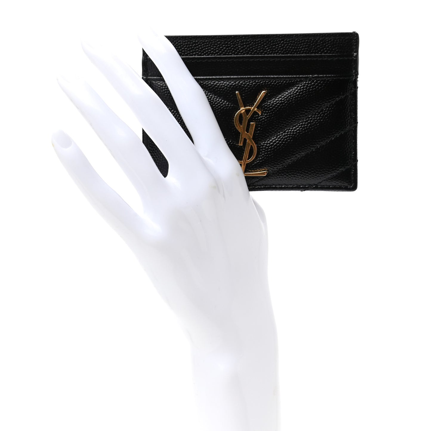 Grain De Poudre Matelasse Chevron Monogram Credit Card Case Black