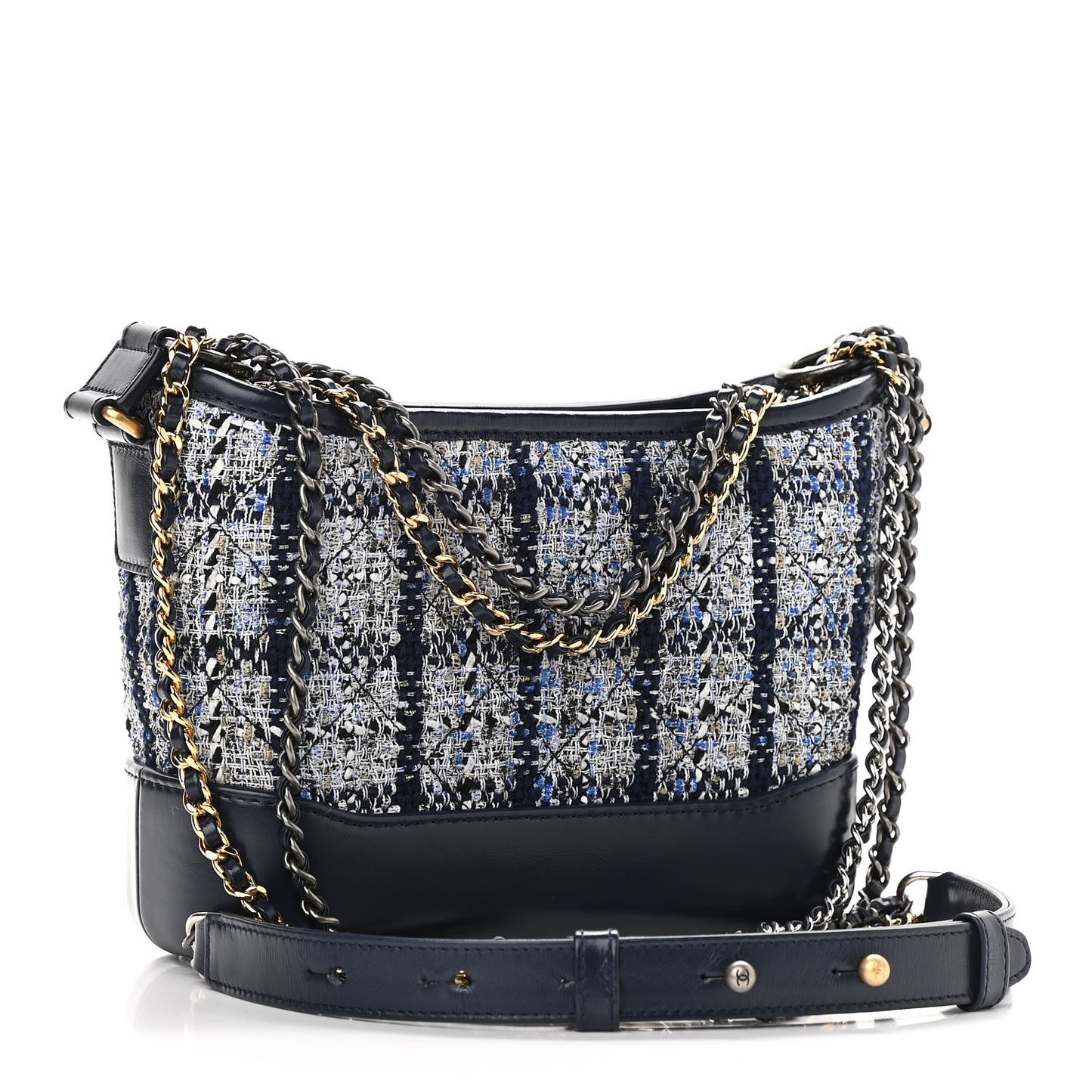 Tweed Calfskin Small Gabrielle Hobo Blue