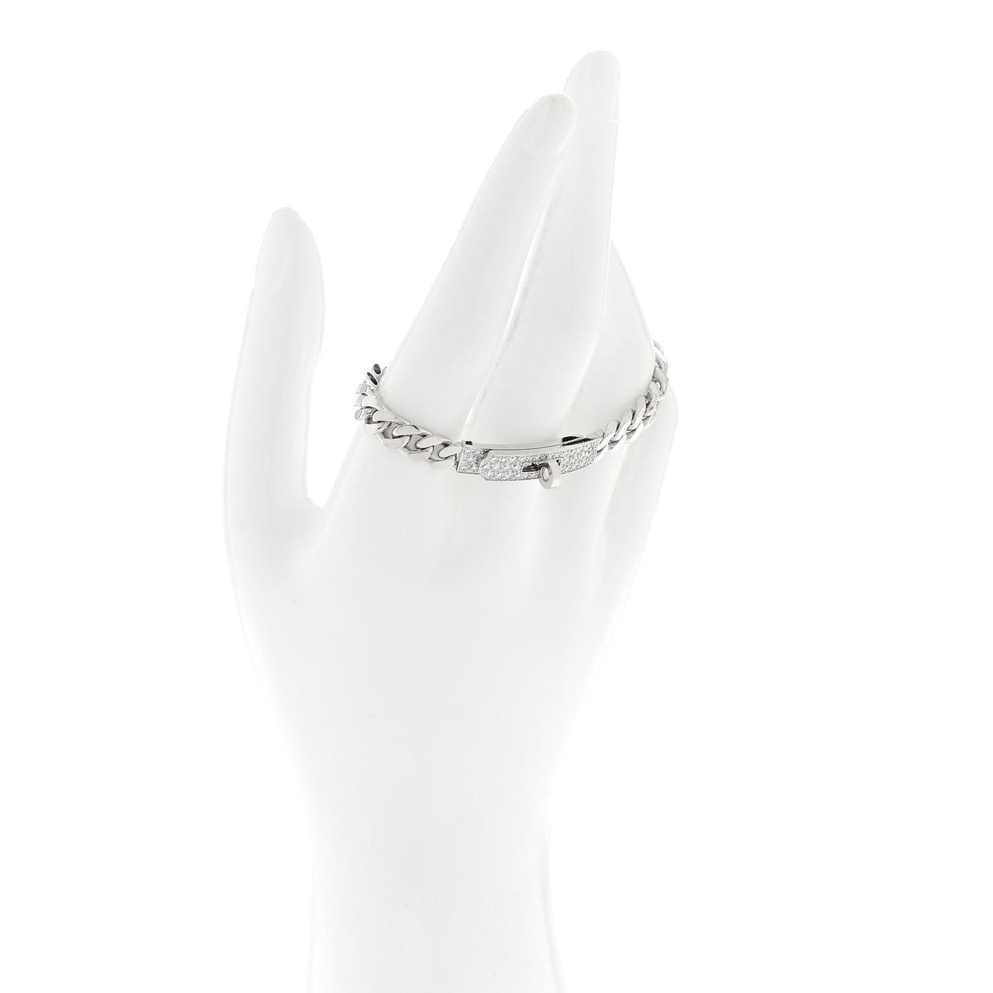 18K White Gold Diamond TPM Kelly Gourmette Bracelet SH