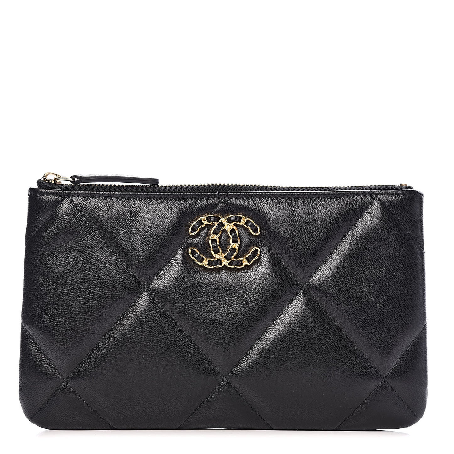 Goatskin Quilted 19 Cosmetic Case Black