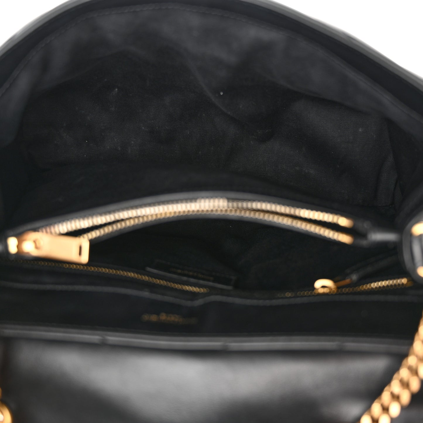 Calfskin Y Quilted Monogram Medium Loulou Chain Satchel Black