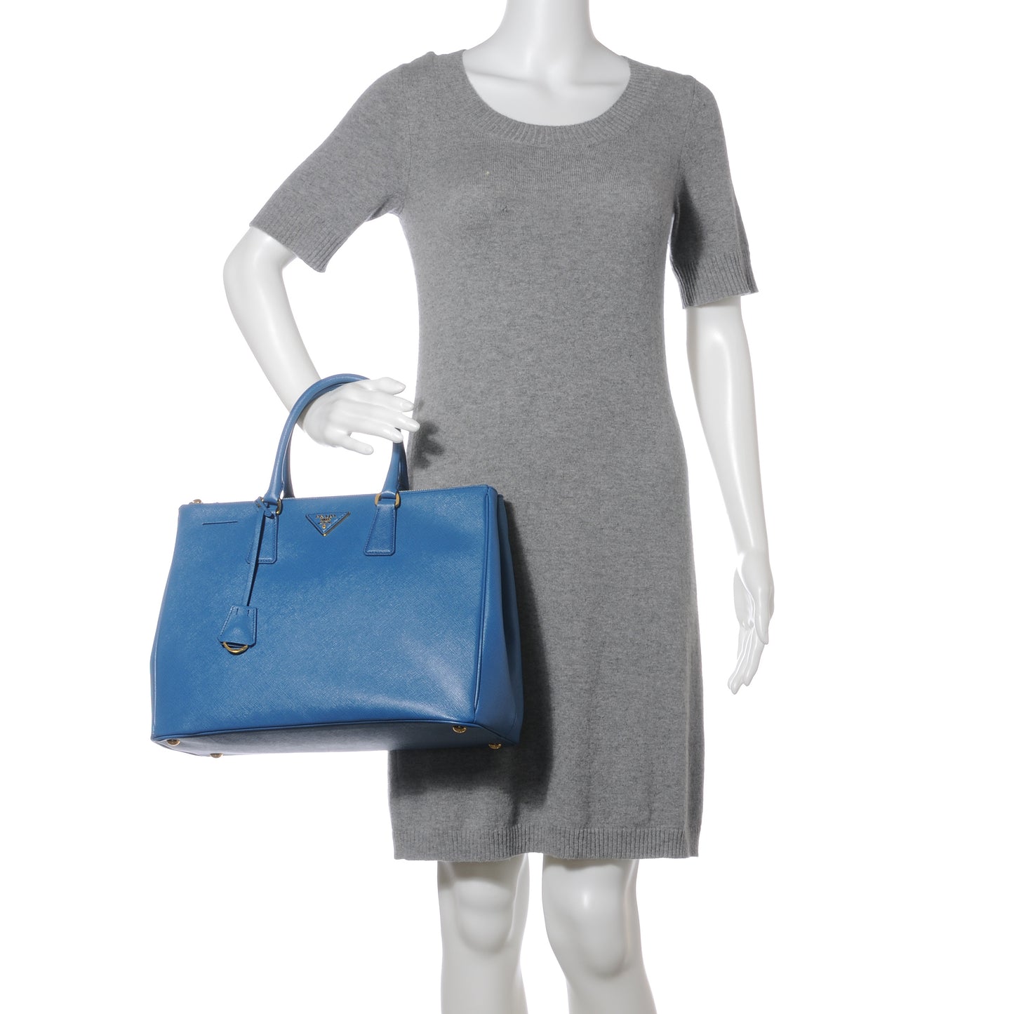 Saffiano Lux Large Galleria Double Zip Tote Cobalto