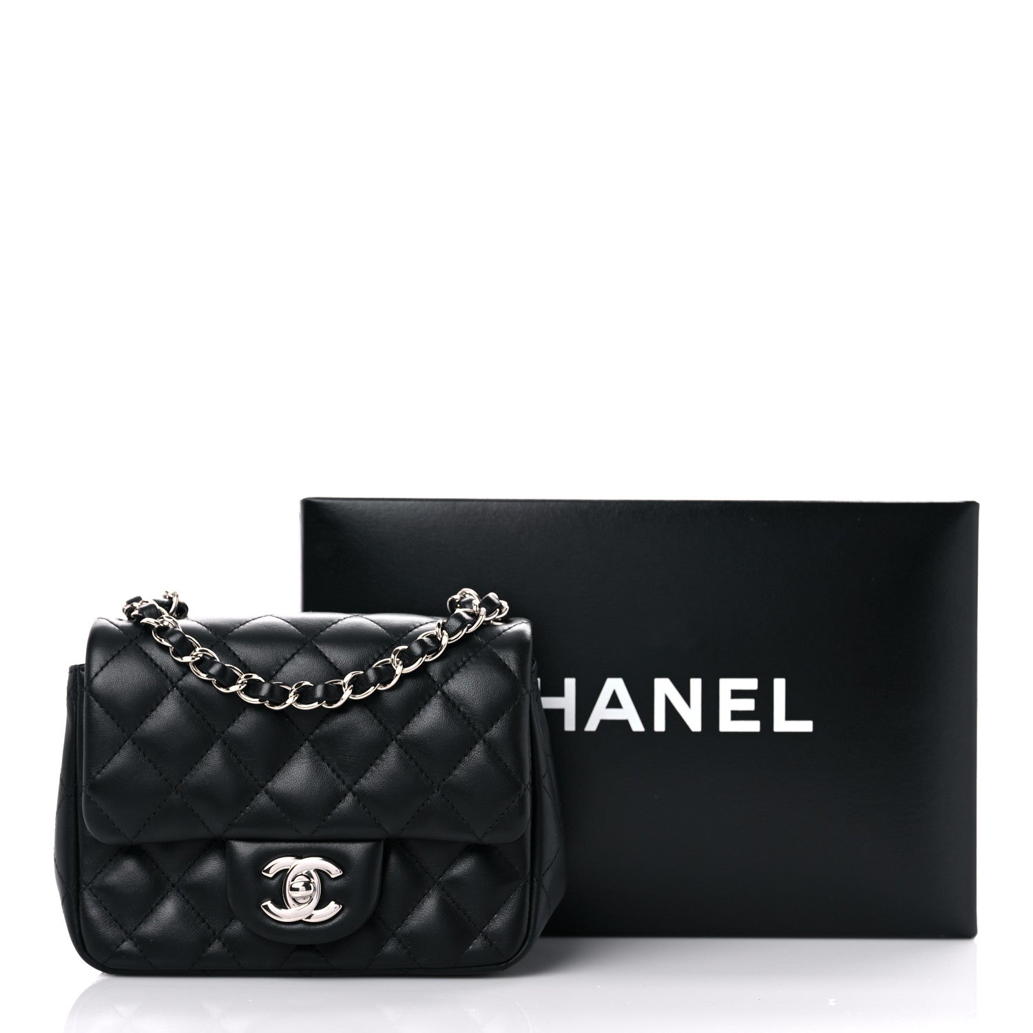 Chanel Lambskin Quilted Mini Square Flap Black 10 of 10