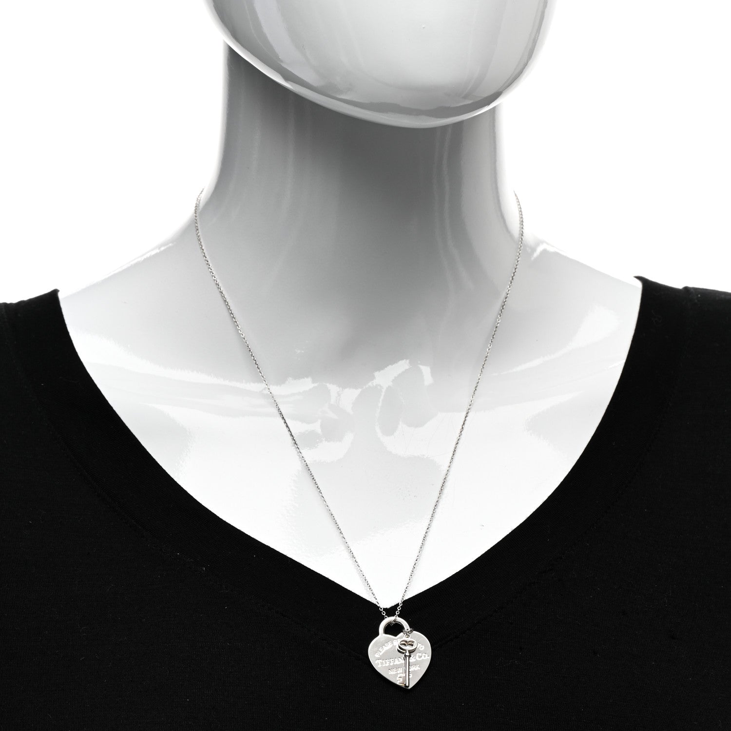 Tiffany Sterling Silver Return to Tiffany Heart Tag Key Pendant Necklace 2 of 4