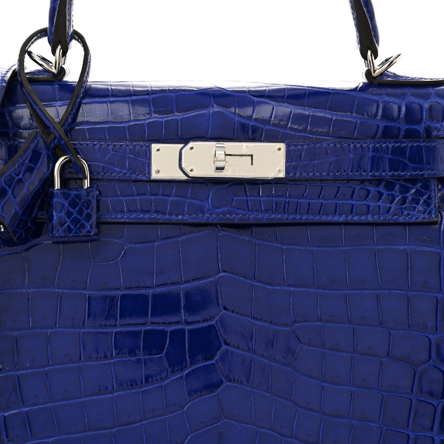 Shiny Niloticus Crocodile Kelly Sellier 28 Bleu Electrique