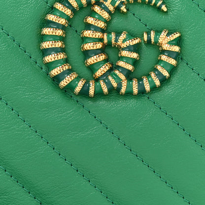 Gucci Azalea Calfskin Enamel Matelasse Diagonal Small Torchon GG Marmont Chain Shoulder Bag New Shamarock Emerald 8 of 14
