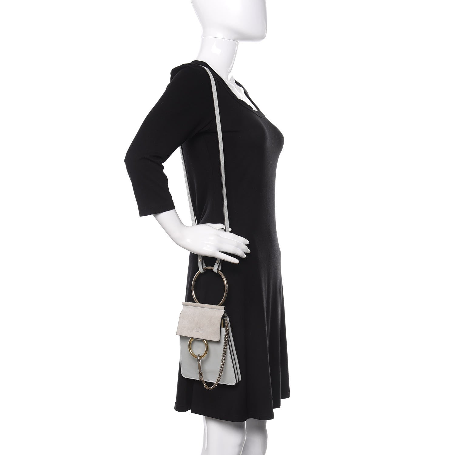 Chloe Suede Calfskin Mini Faye Bracelet Bag Airy Grey 2 of 10