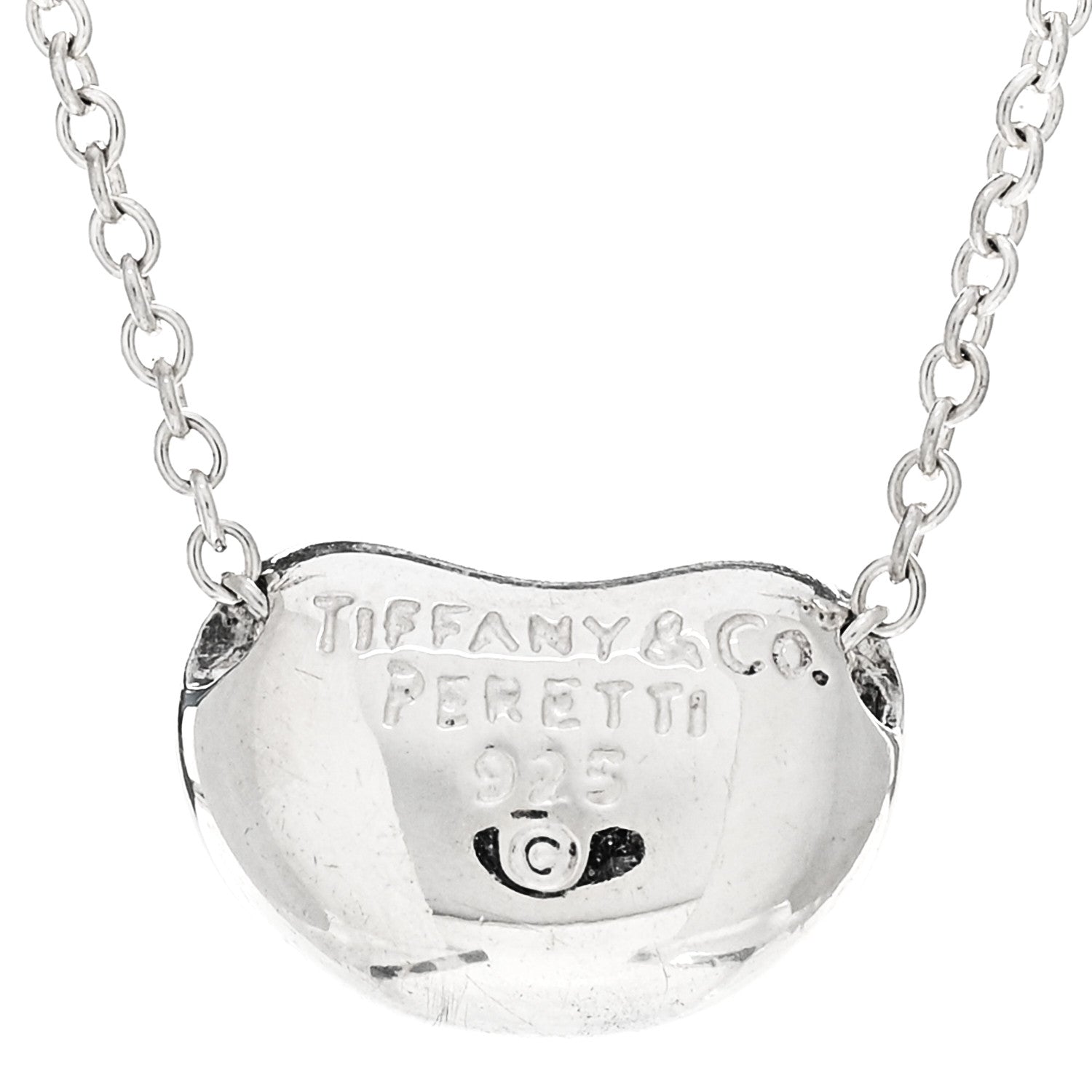 Tiffany Sterling Silver 11mm Elsa Peretti Bean Pendant Necklace 4 of 4
