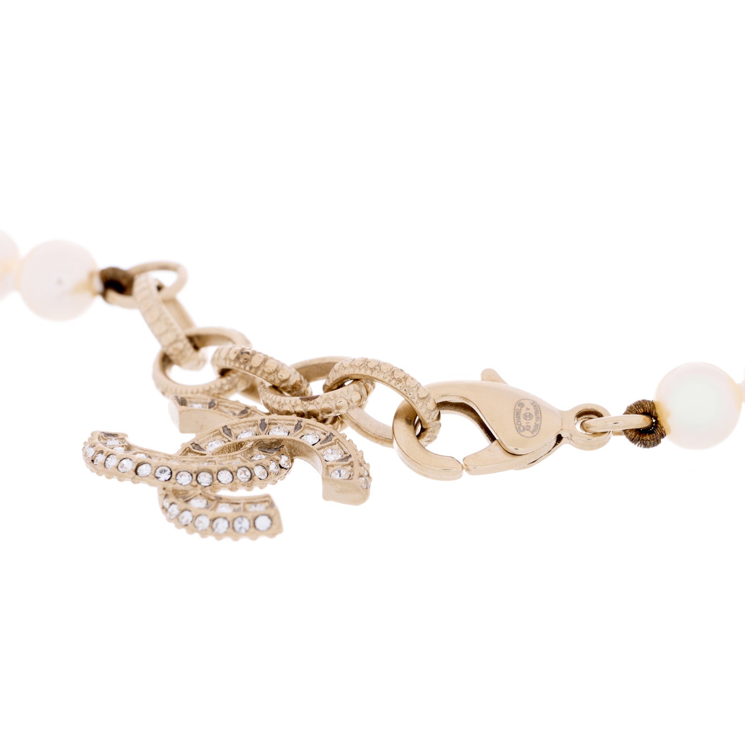 Chanel Graduated Pearl Crystal CC Bracelet Gold 3 of 3