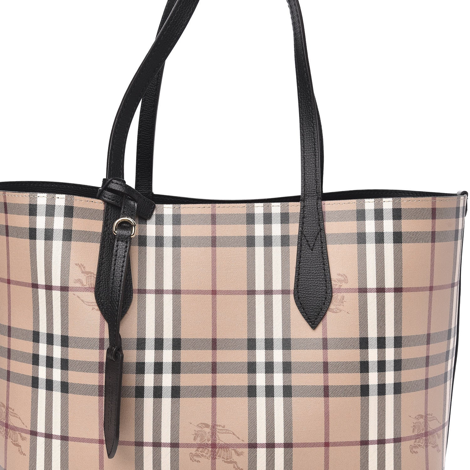 Burberry Grainy Calfskin Haymarket Check Medium Reversible Tote Black 14 of 14