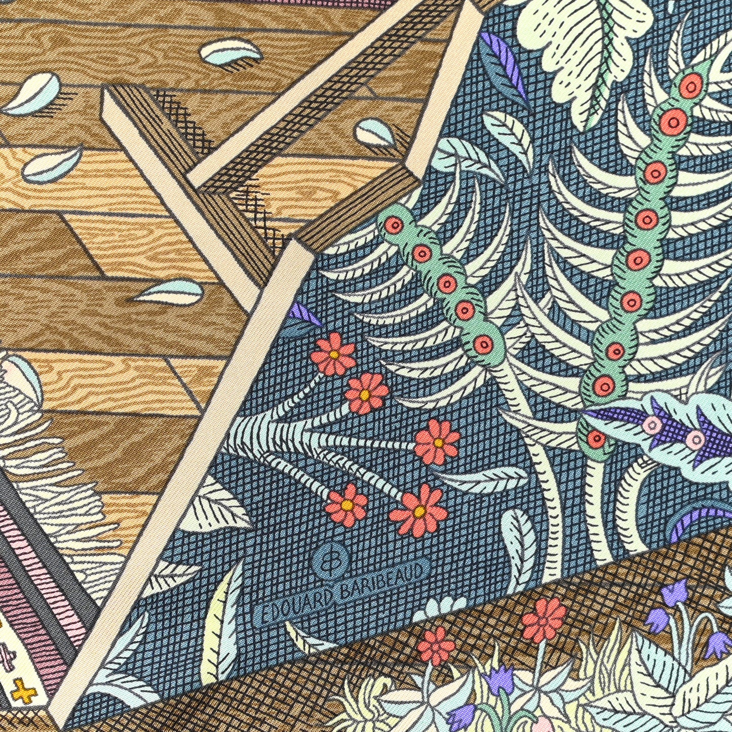 Silk Acte III Scene I La Clairiere Scarf 90 Black Bleu Vert