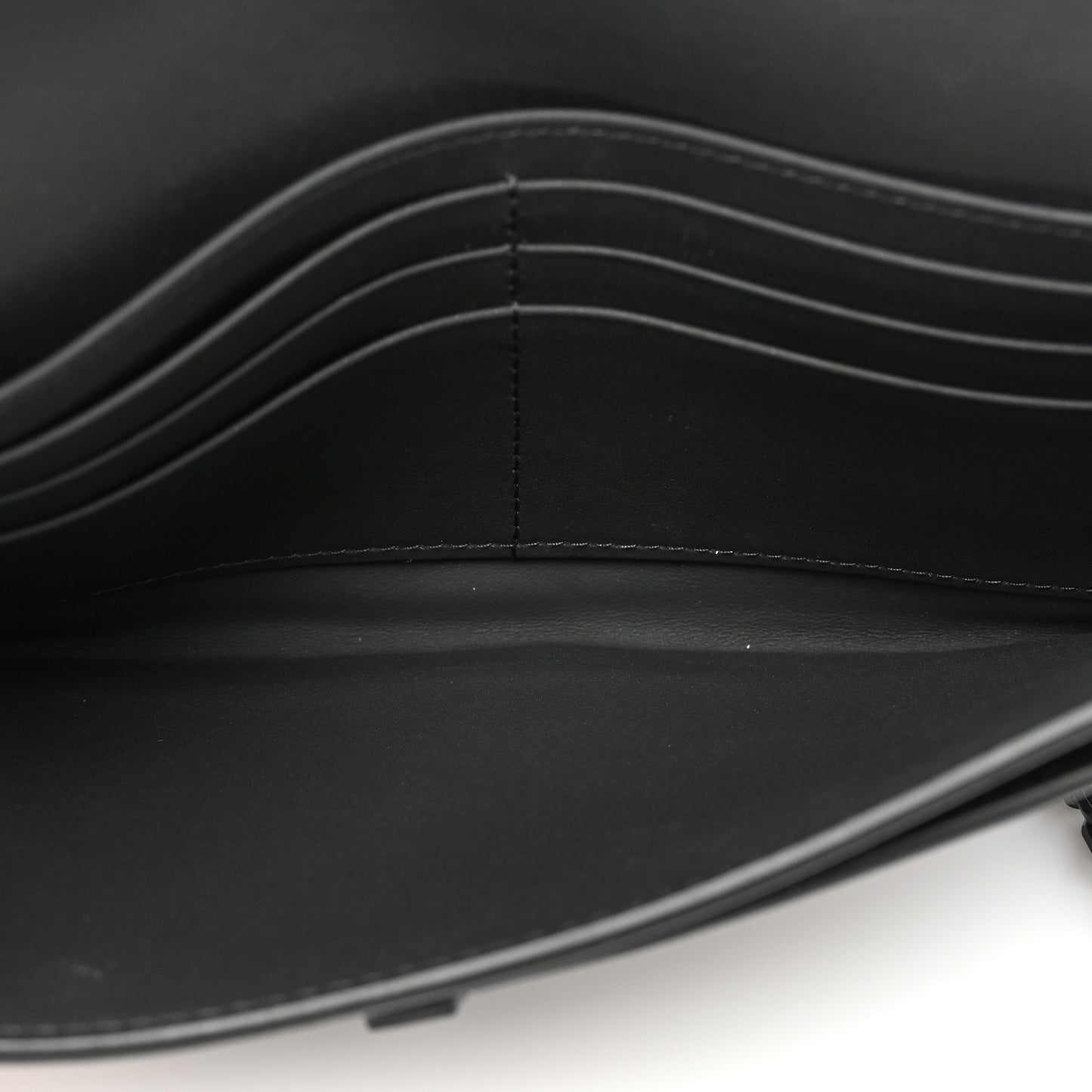 Ultra Matte Calfskin Saddle Chain Wallet Pouch Black