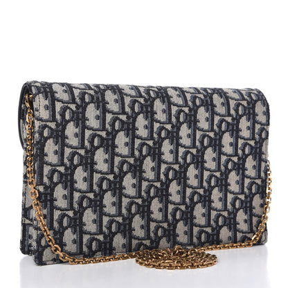 Christian Dior Oblique Saddle Chain Pouch Blue 3 of 10