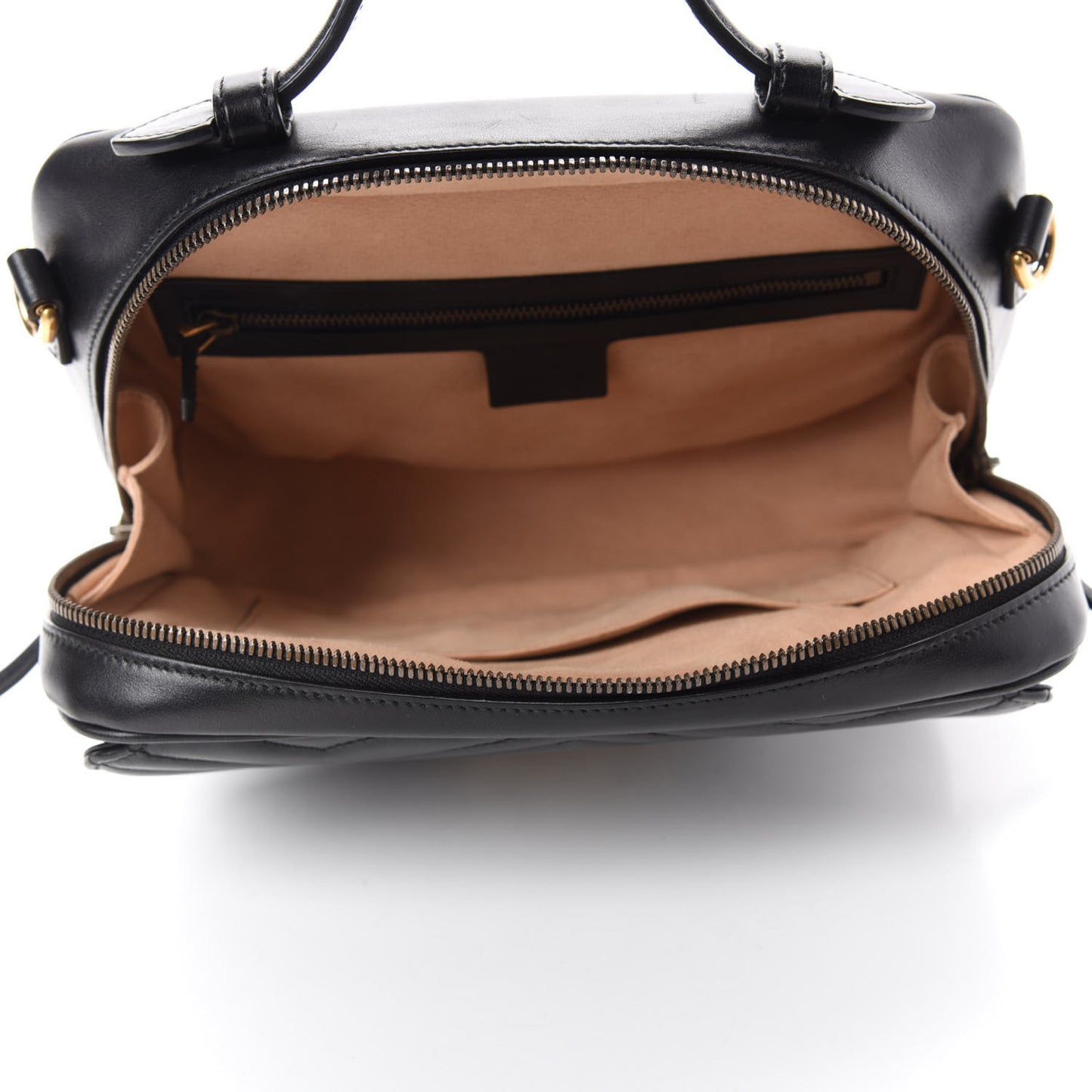 Calfskin Matelasse Sylvie Web Small GG Marmont Top Handle Shoulder Bag Black